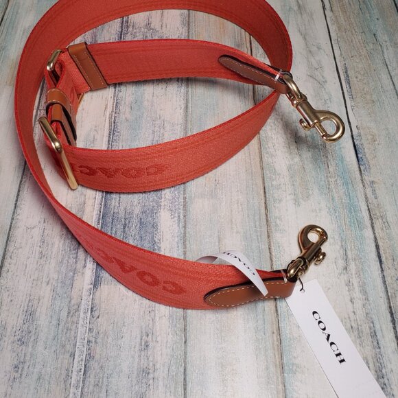 Coach Webbing Strap Crossbody Brass/Orange Rust CK547 NWT - Picture 3 of 4